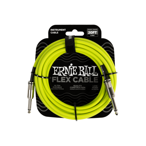 ERNIE BALL 6419 Кабель инструментальный, Flex, прямой/прямой джеки, 6 м, зеленый