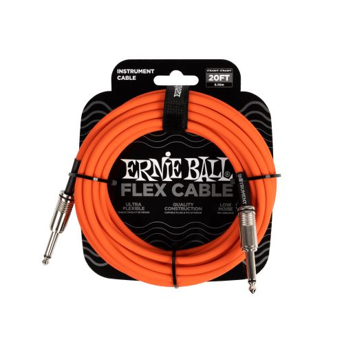 ERNIE BALL 6421 Кабель инструментальный, Flex, прямой/прямой джеки, 6 м, оранжевый