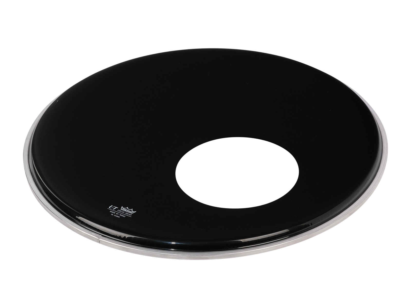 REMO UT-1020-ES Пластик для бас-барабана резонансный черный с отверстием UT EBONY RESONANT 20"