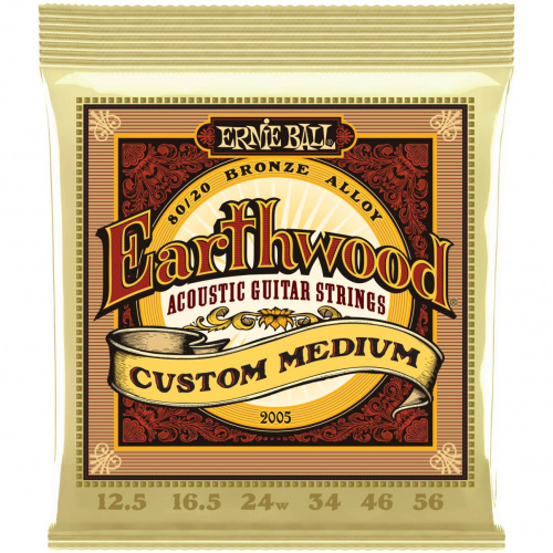 ERNIE BALL 2005 Струны для акустической гитары EARTHWOOD 80/20 BRONZE ALLOY CUSTOM MEDIUM 12.5-56